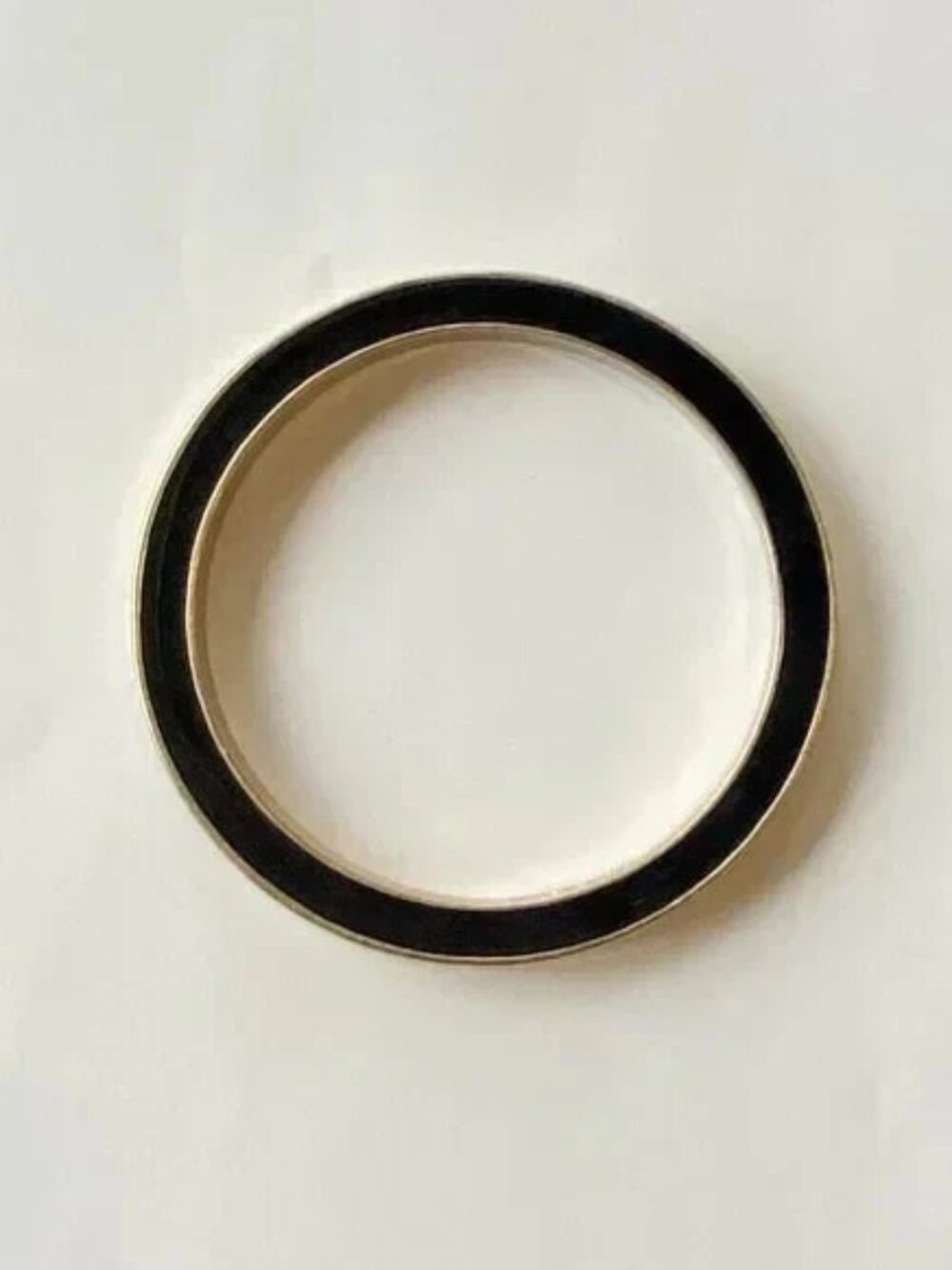 Gerard Yosca Black Enamel Gold Thick Bangle Bracelet